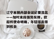 kaiyun-辽宁本钢内部会议纪要流出——加时末段强势反弹，欧超杯使命明确，年轻球员得到机会的简单介绍-kaiyun